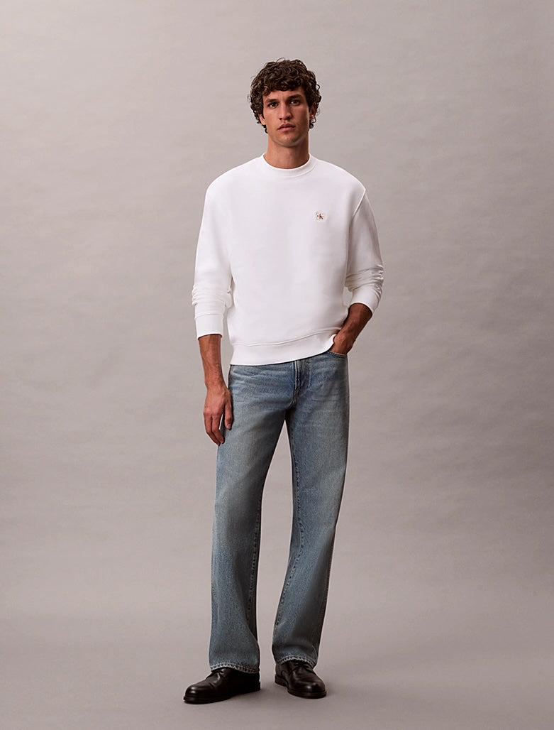 Felpa in spugna di cotone con badge Calvin Klein