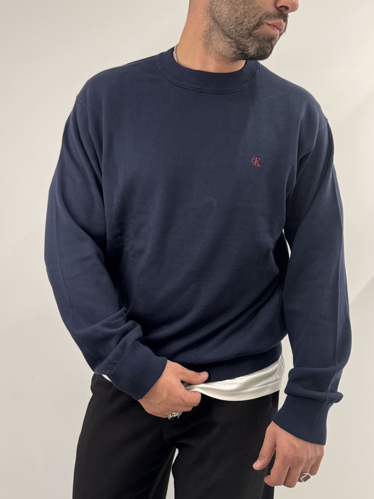 Maglione con monogramma in cotone taglio relaxed Calvin Klein