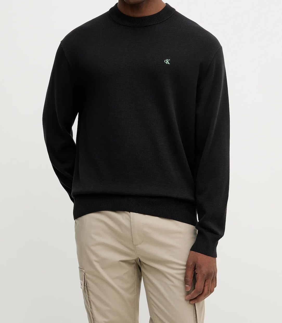 Maglione con monogramma in cotone taglio relaxed Calvin Klein Black