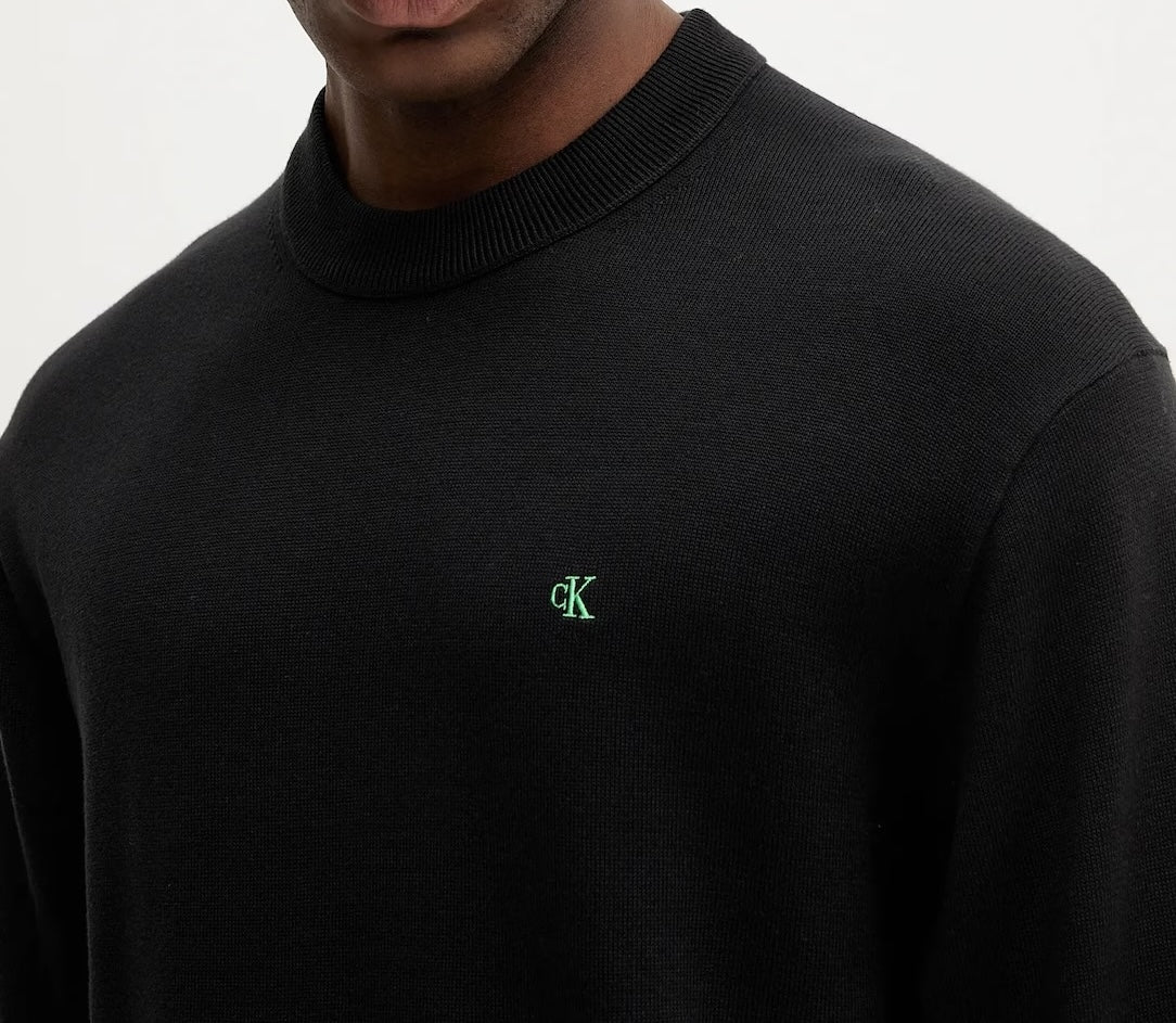 Maglione con monogramma in cotone taglio relaxed Calvin Klein Black