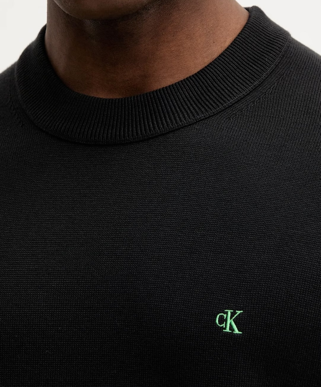 Maglione con monogramma in cotone taglio relaxed Calvin Klein Black
