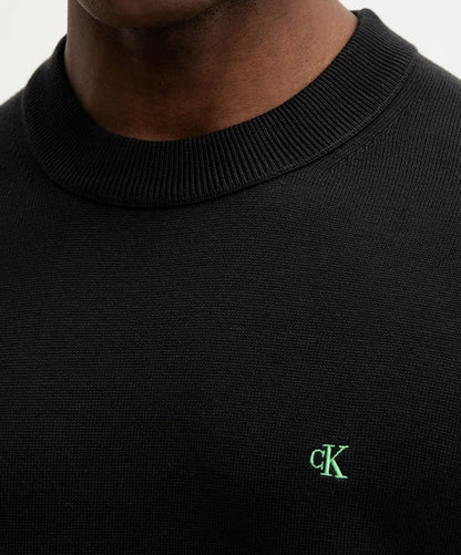 Maglione con monogramma in cotone taglio relaxed Calvin Klein Black