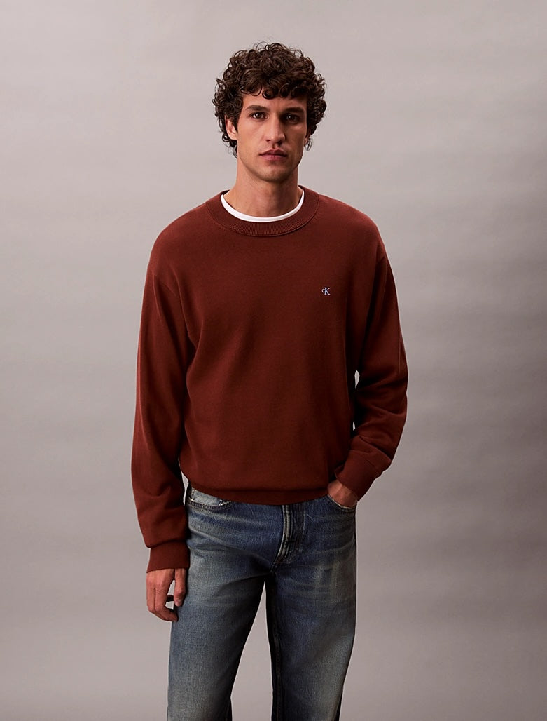 Maglione con monogramma in cotone taglio relaxed Calvin Klein
