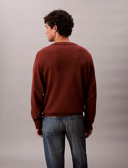 Maglione con monogramma in cotone taglio relaxed