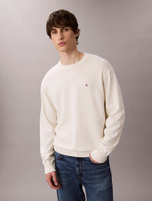 Maglione con monogramma in cotone taglio relaxed