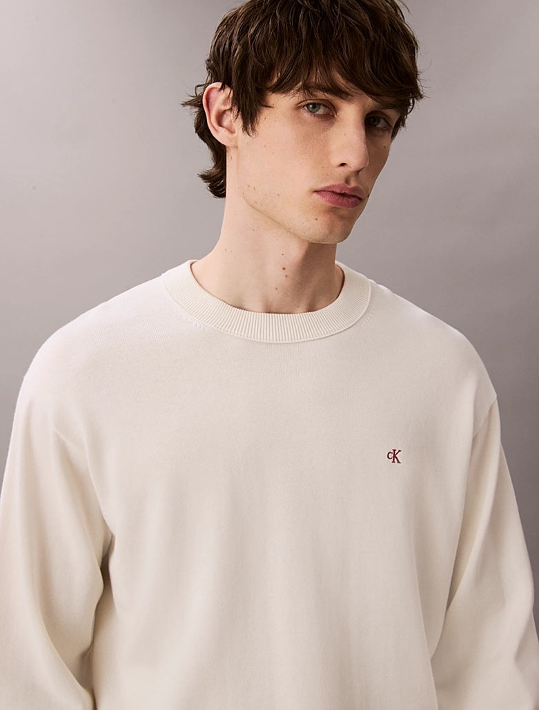 Maglione con monogramma in cotone taglio relaxed