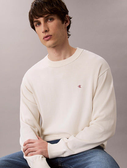 Maglione con monogramma in cotone taglio relaxed