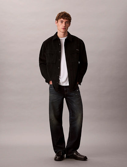 Camicia button-down taglio relaxed in velluto a coste