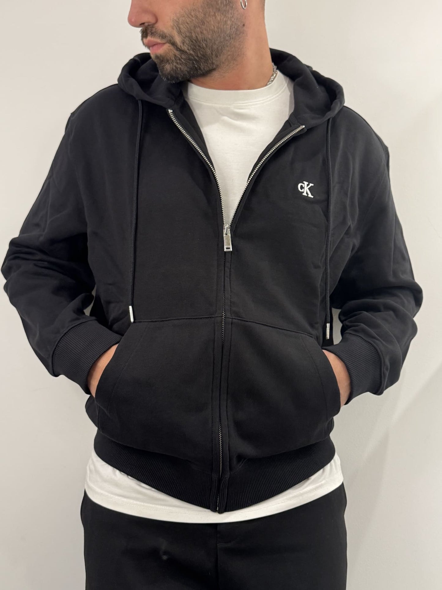 Felpa Calvin Klein con zip e cappuccio Black