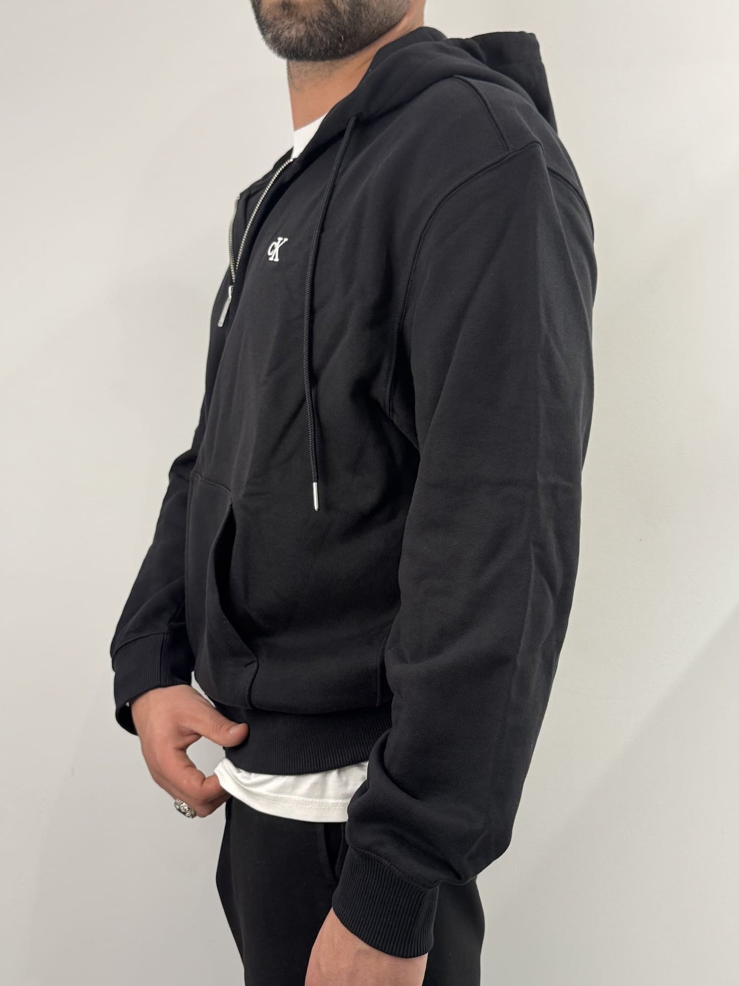 Felpa Calvin Klein con zip e cappuccio Black