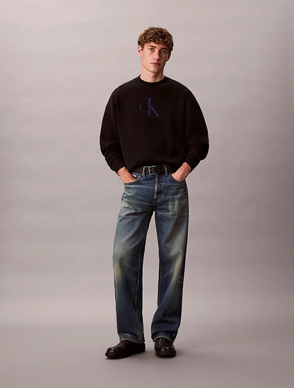 Maglione con logo monogramma con emblema in misto cotone taglio relaxed