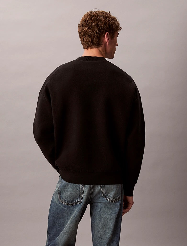 Maglione con logo monogramma con emblema in misto cotone taglio relaxed