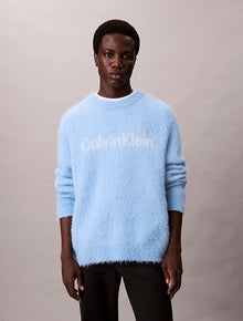 Maglione con logo monogramma in misto lana e alpaca spazzolata