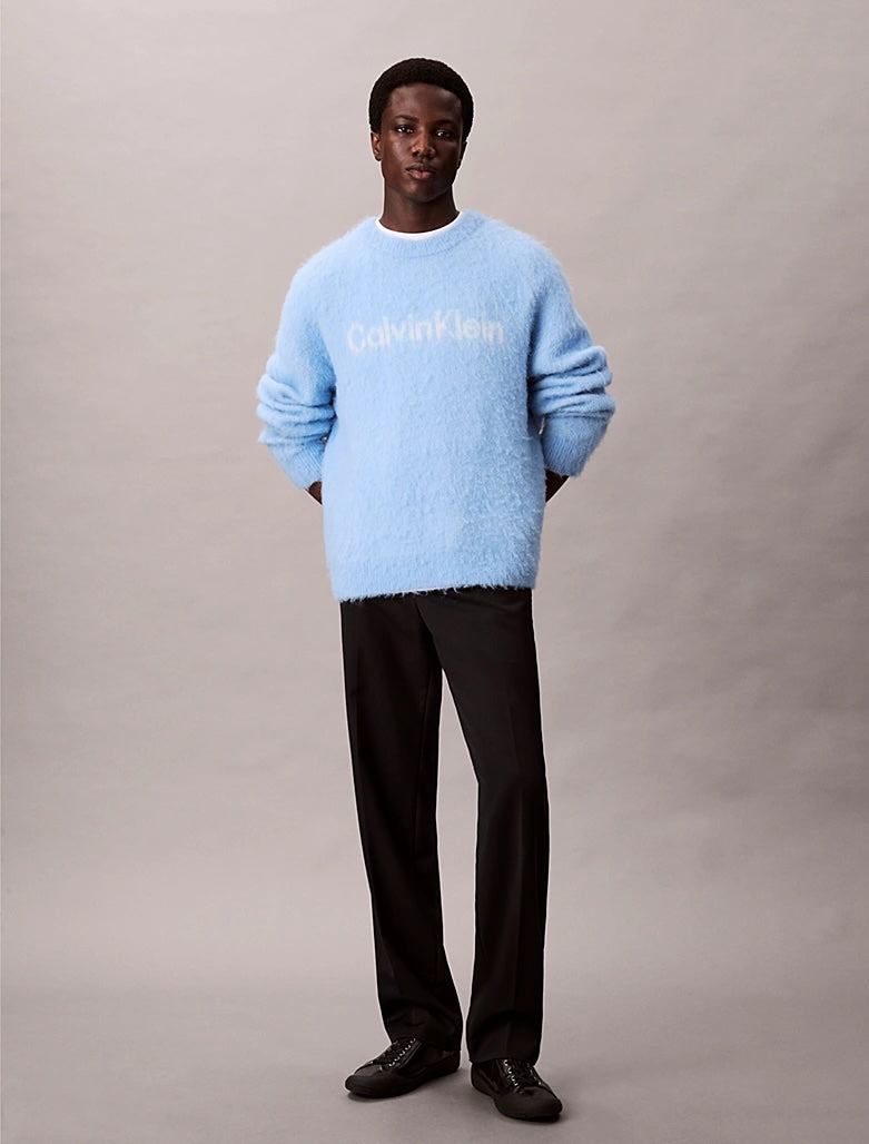 Maglione con logo monogramma in misto lana e alpaca spazzolata