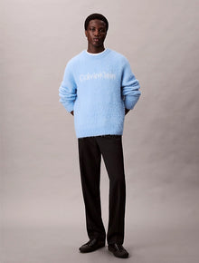 Maglione con logo monogramma in misto lana e alpaca spazzolata
