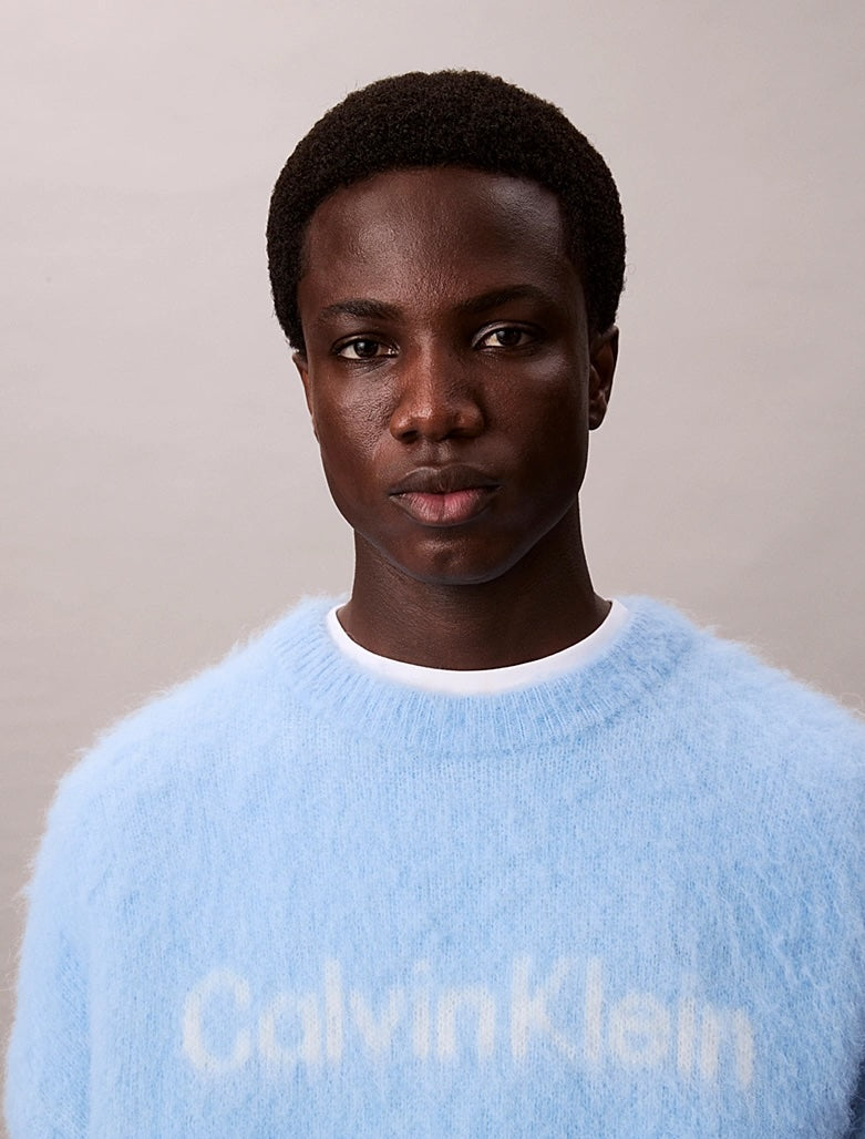 Maglione con logo monogramma in misto lana e alpaca spazzolata