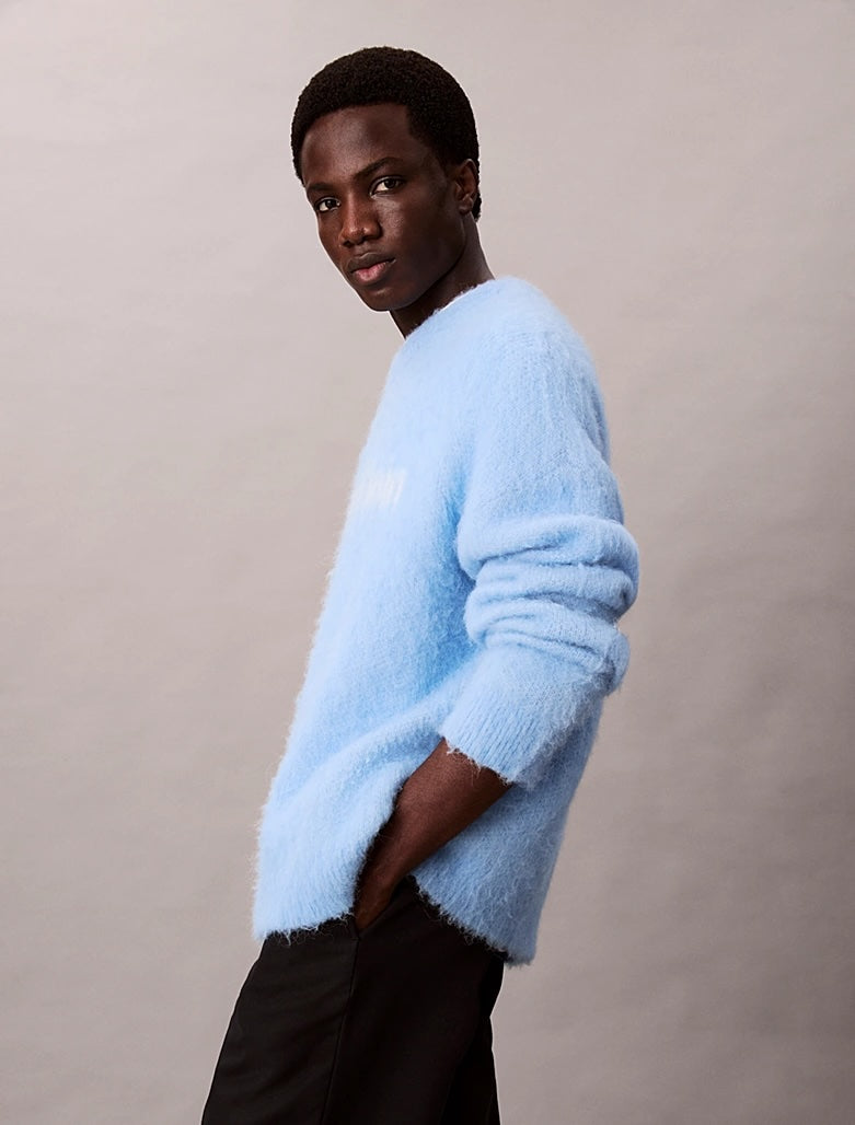 Maglione con logo monogramma in misto lana e alpaca spazzolata