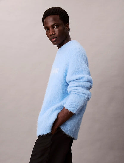 Maglione con logo monogramma in misto lana e alpaca spazzolata