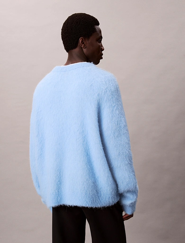 Maglione con logo monogramma in misto lana e alpaca spazzolata