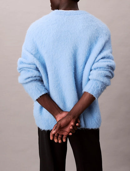 Maglione con logo monogramma in misto lana e alpaca spazzolata