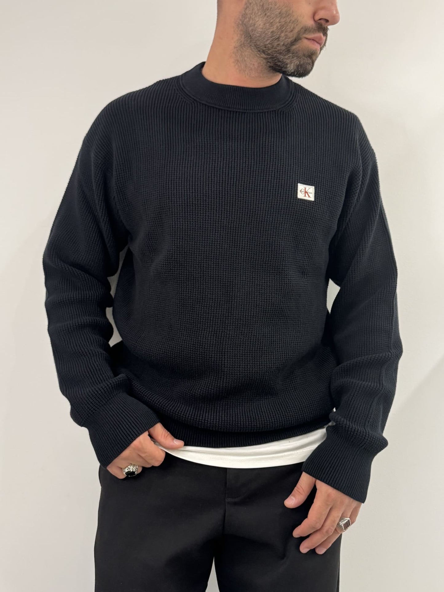 Maglione Calvin Klein Black a costine