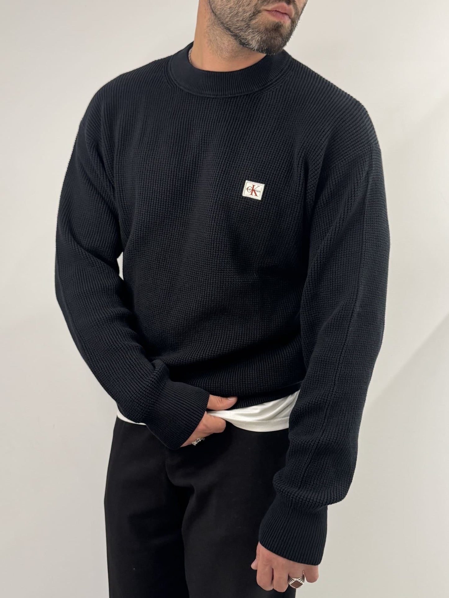 Maglione Calvin Klein Black a costine