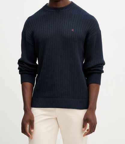 Maglione in cotone a costine monogramma Calvin Klein