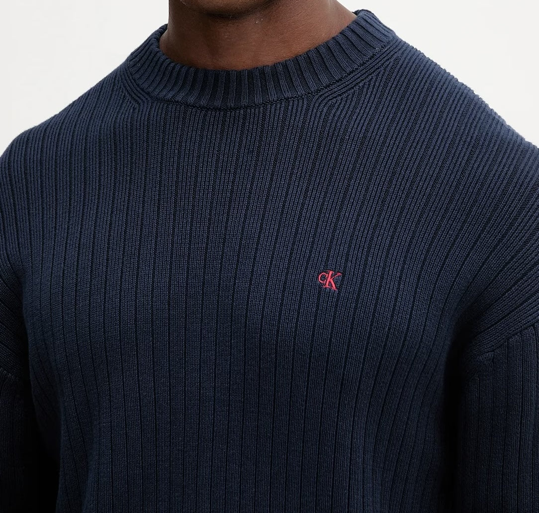 Maglione in cotone a costine monogramma Calvin Klein