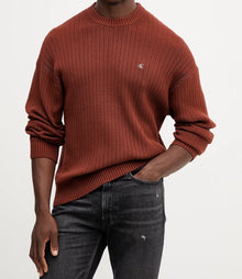 Maglione in cotone a costine monogramma Calvin Klein