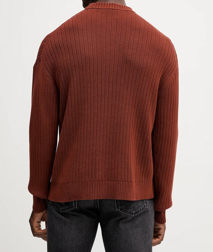 Maglione in cotone a costine monogramma Calvin Klein