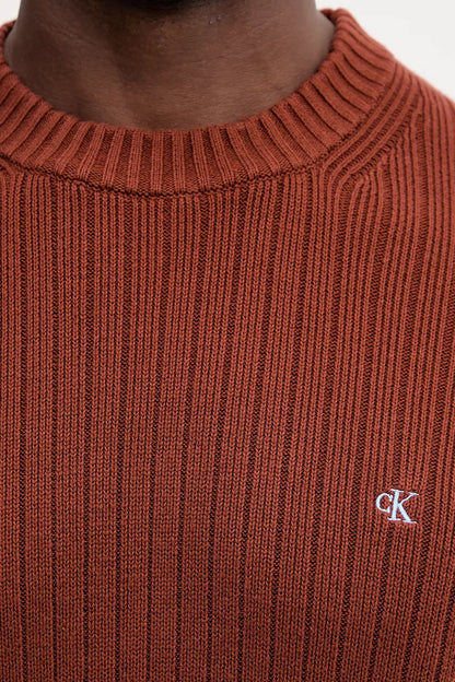 Maglione in cotone a costine monogramma Calvin Klein