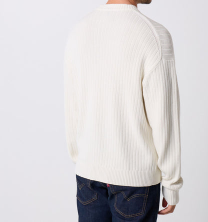 Maglione in cotone a costine monogramma Calvin Klein tofu