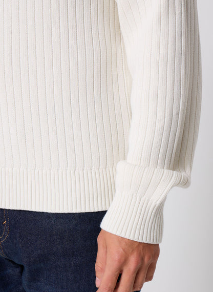 Maglione in cotone a costine monogramma Calvin Klein tofu