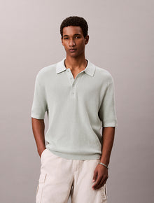 Polo in cotone a maglia a nido d'ape Calvin Klein