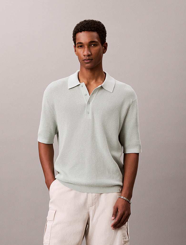 Polo in cotone a maglia a nido d'ape Calvin Klein