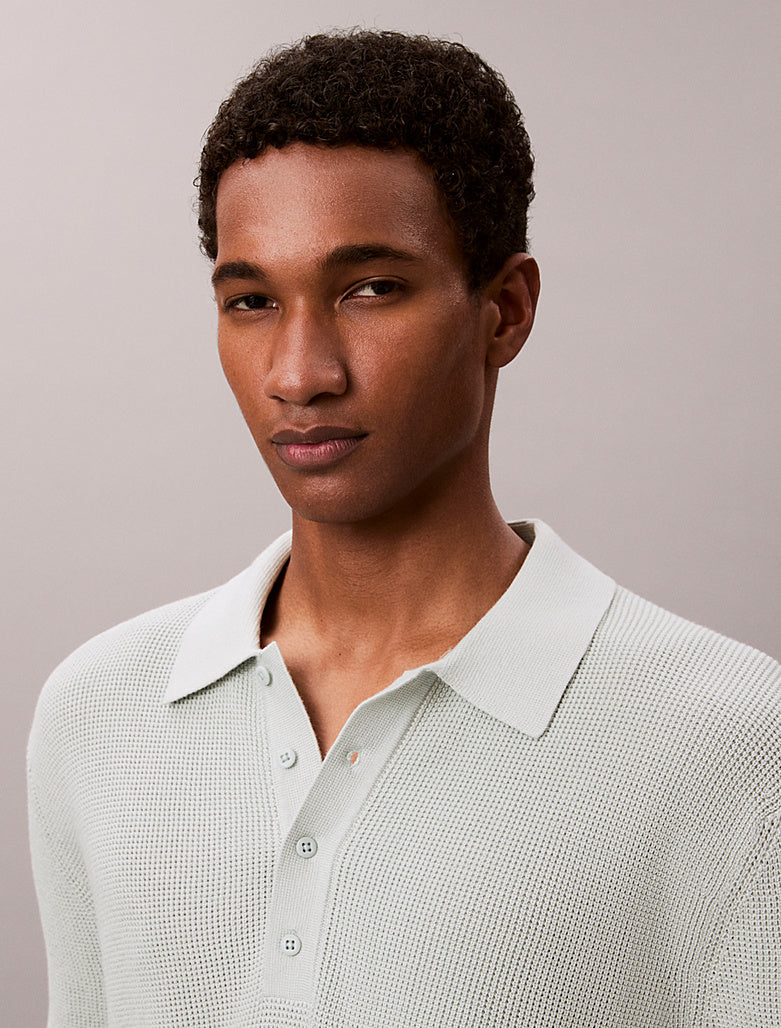 Polo in cotone a maglia a nido d'ape Calvin Klein