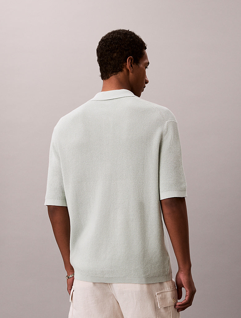 Polo in cotone a maglia a nido d'ape Calvin Klein