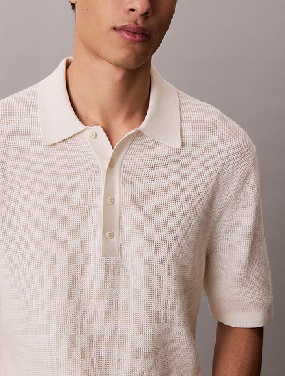 Polo in cotone a maglia a nido d'ape Calvin Klein