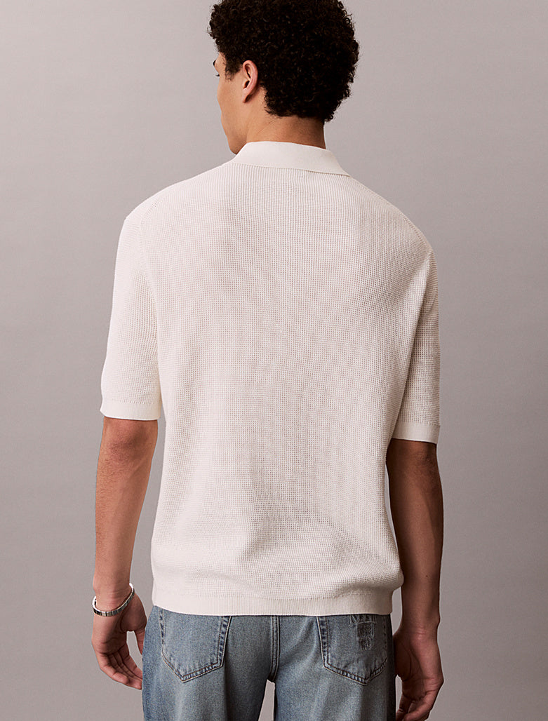Polo in cotone a maglia a nido d'ape Calvin Klein