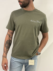 T-shirt con logo ricamato Calvin Klein Deep Lichen Green
