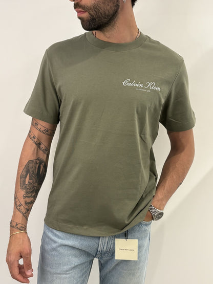 T-shirt con logo ricamato Calvin Klein Deep Lichen Green