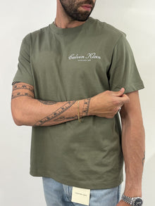 T-shirt con logo ricamato Calvin Klein Deep Lichen Green