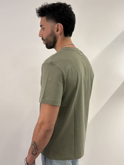 T-shirt con logo ricamato Calvin Klein Deep Lichen Green