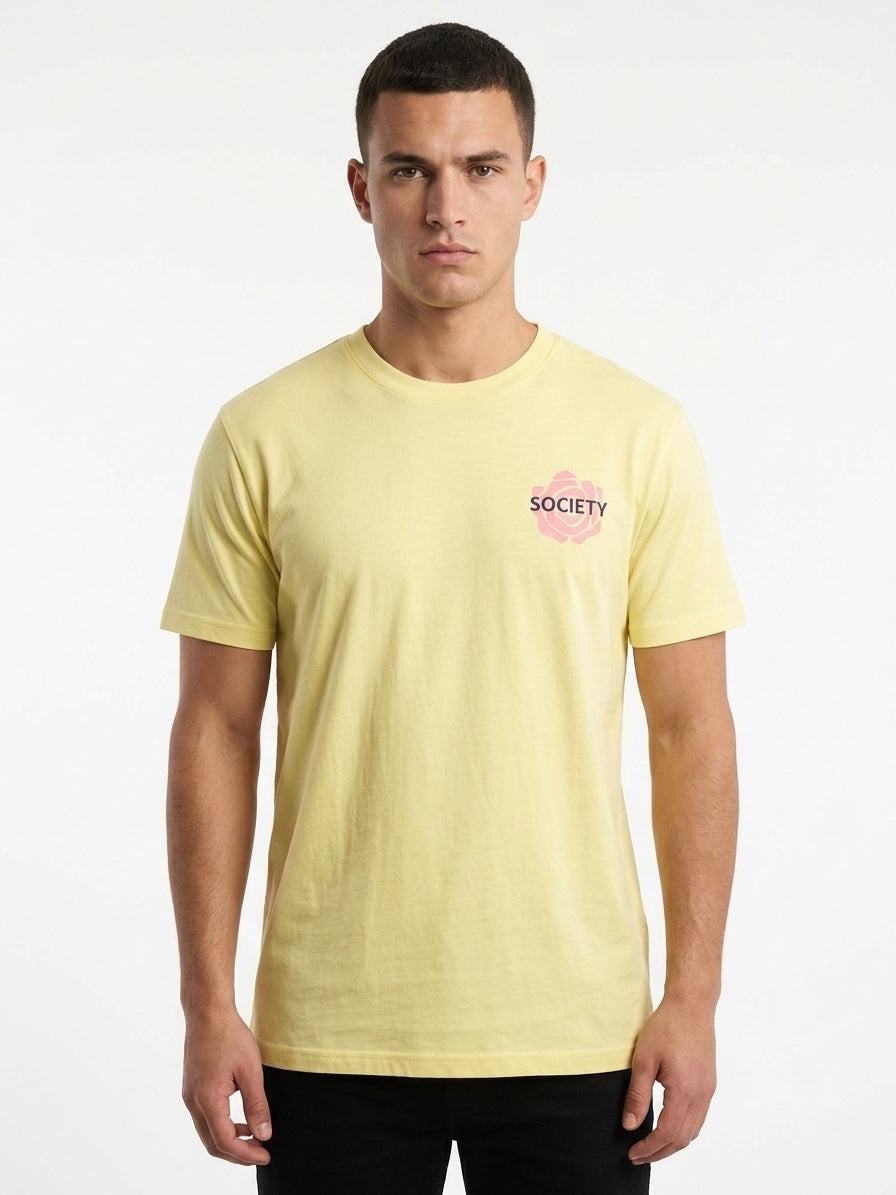 T-shirt girocollo in cotone stampata Giallo