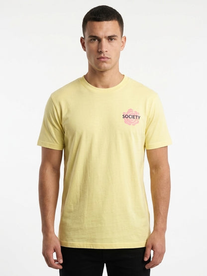 T-shirt girocollo in cotone stampata Giallo