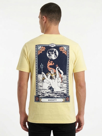 T-shirt girocollo in cotone stampata Giallo