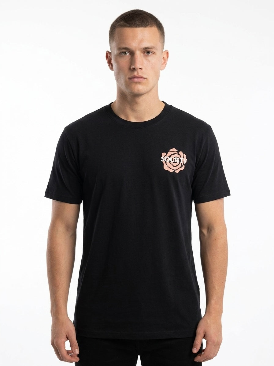 T-shirt girocollo in cotone stampata nero