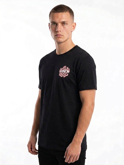 T-shirt girocollo in cotone stampata nero
