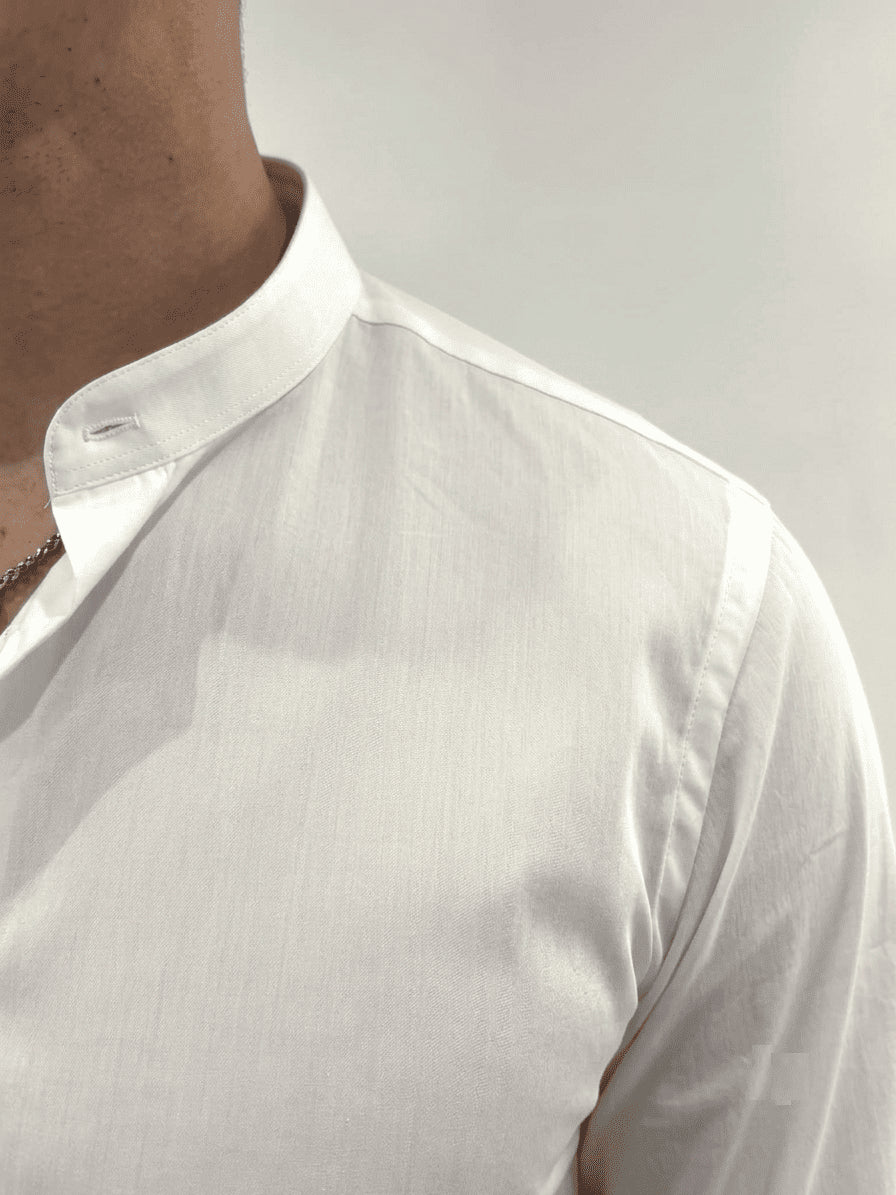 Camicia Matera in cotone elasticizzato collo coreano