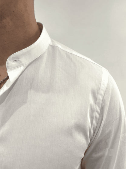 Camicia Matera in cotone elasticizzato collo coreano